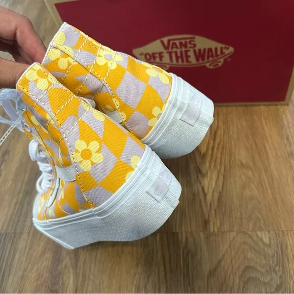 VANS Sk8-hi top tapered floral print platform lace up shoes sneakers sz8 new