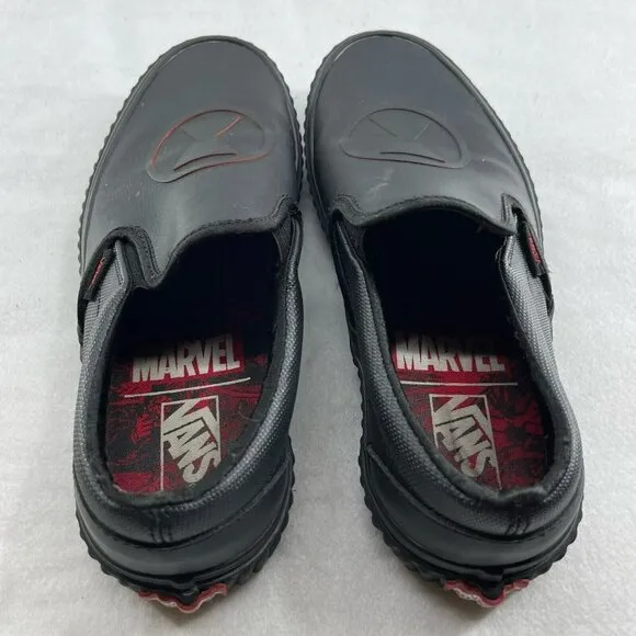 Vans x Marvel Shoes Mens Sz 7 Black Slip On Classic Cushioned Insole Logo Detail