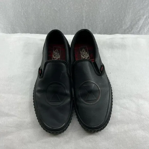 Vans x Marvel Shoes Mens Sz 7 Black Slip On Classic Cushioned Insole Logo Detail