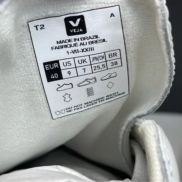 Veja Esplar Logo Leather Sneaker Women's Size 7, 8 or 9 Extra White / Sable