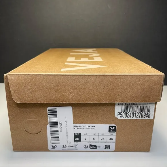 Veja Esplar Logo Leather Sneaker Women's Size 7, 8 or 9 Extra White / Sable