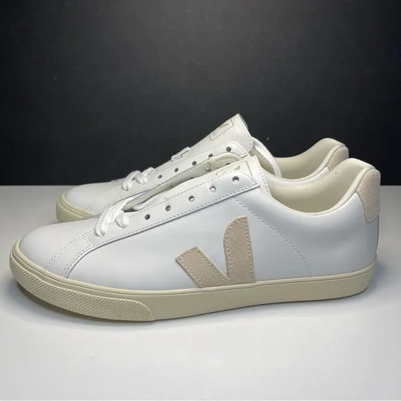 Veja Esplar Logo Leather Sneaker Women's Size 7, 8 or 9 Extra White / Sable