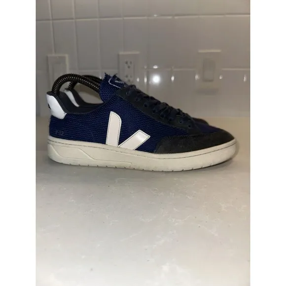 Veja V-12 Vesplar Blue White Shoes Leather Sneaker Mens Sz 7.5 Eu 40 Brazil Rare