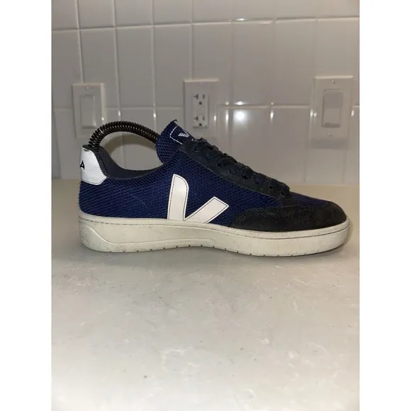 Veja V-12 Vesplar Blue White Shoes Leather Sneaker Mens Sz 7.5 Eu 40 Brazil Rare