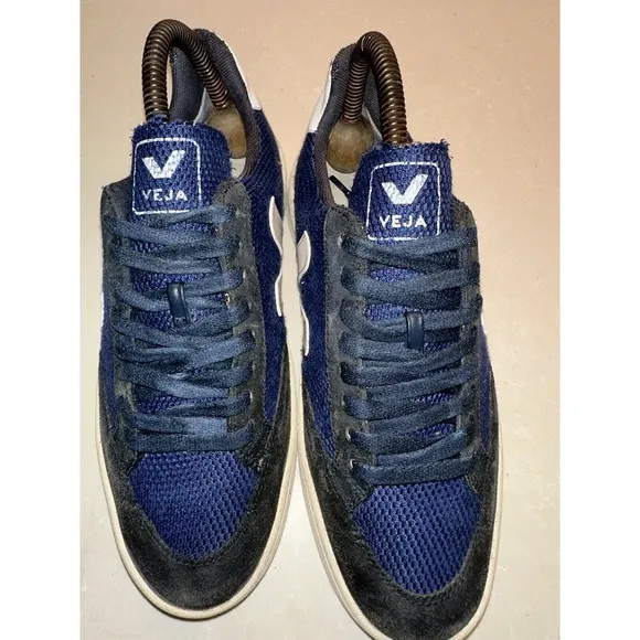 Veja V-12 Vesplar Blue White Shoes Leather Sneaker Mens Sz 7.5 Eu 40 Brazil Rare