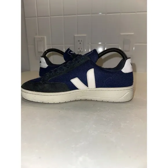 Veja V-12 Vesplar Blue White Shoes Leather Sneaker Mens Sz 7.5 Eu 40 Brazil Rare
