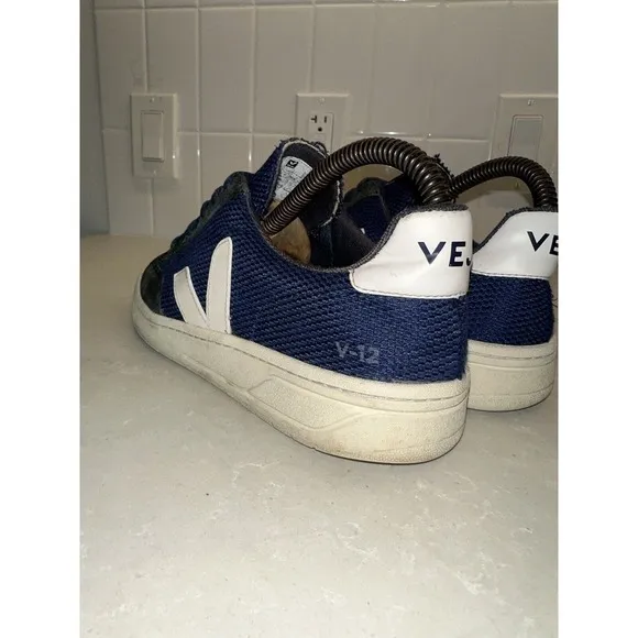 Veja V-12 Vesplar Blue White Shoes Leather Sneaker Mens Sz 7.5 Eu 40 Brazil Rare