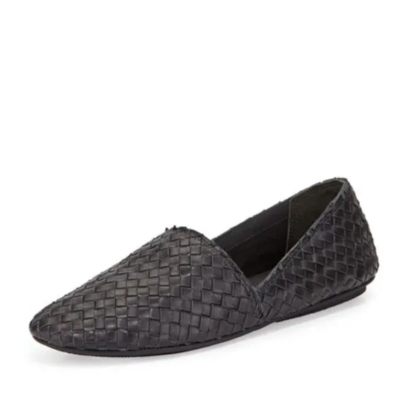 Vince Bogart-3 Woven Slip-On Flat Black Shoes NIB