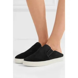 Vince Garvey 2 Black Suede Leather &amp; Shearling Slip on Sneakers Women's Size 9