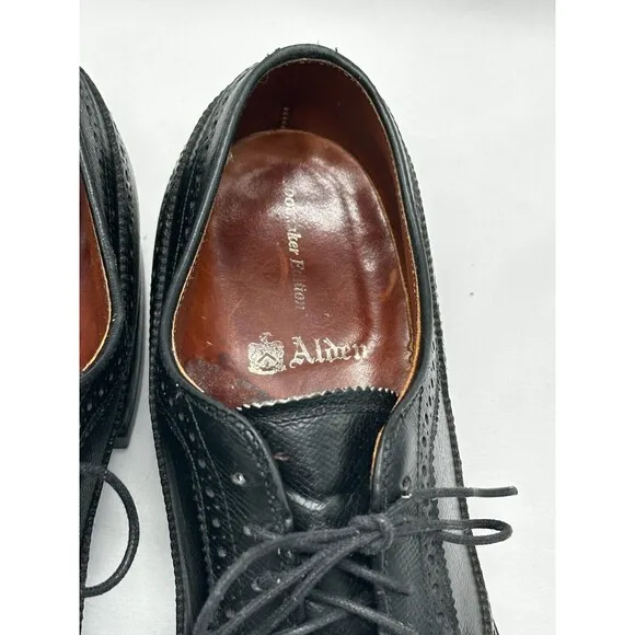 VINTAGE Alden 637 Wingtip Oxford Black Leather Dress Shoes- Truflare Sz 10.5 A/C