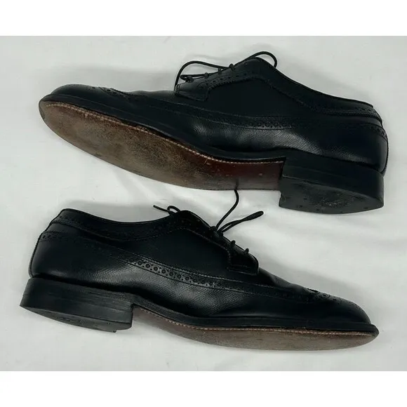 VINTAGE Alden 637 Wingtip Oxford Black Leather Dress Shoes- Truflare Sz 10.5 A/C