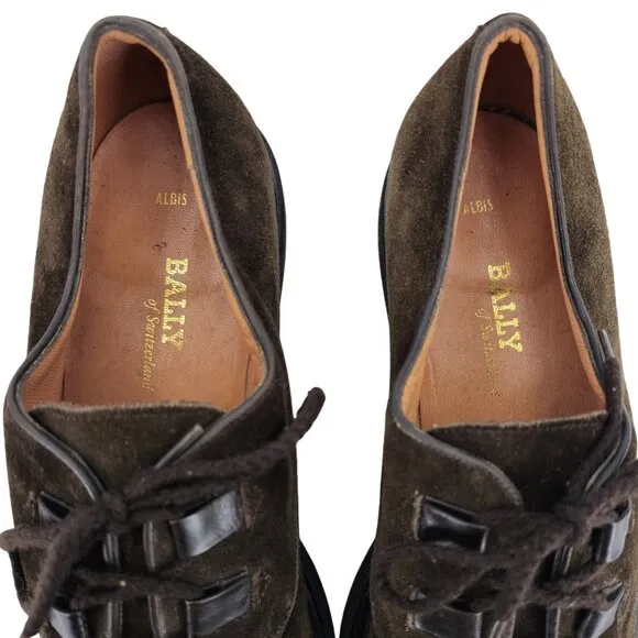 Vintage Bally Switzerland Brown Suede Dress Shoes Mens 10.5 Cap-toe Derby Oxford