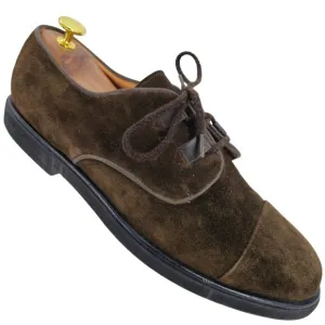 Vintage Bally Switzerland Brown Suede Dress Shoes Mens 10.5 Cap-toe Derby Oxford