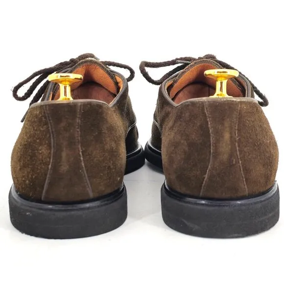 Vintage Bally Switzerland Brown Suede Dress Shoes Mens 10.5 Cap-toe Derby Oxford