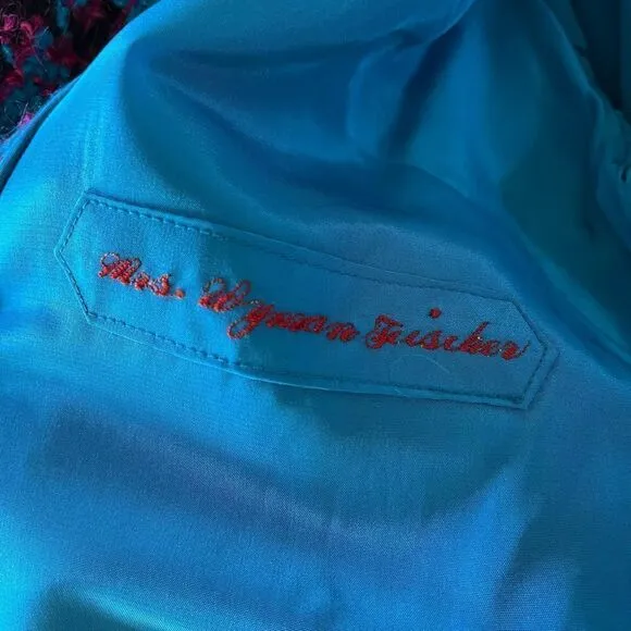 Vintage Teal Plaid Tweed Belted Jacket in Hand Tailored in 1969 by Sherman’s Inc
