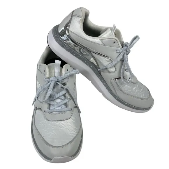 Vionic Adela Met White &amp; Metallic Silver Walking Shoe