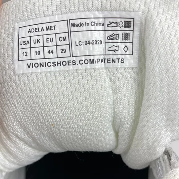 Vionic Adela Met White &amp; Metallic Silver Walking Shoe