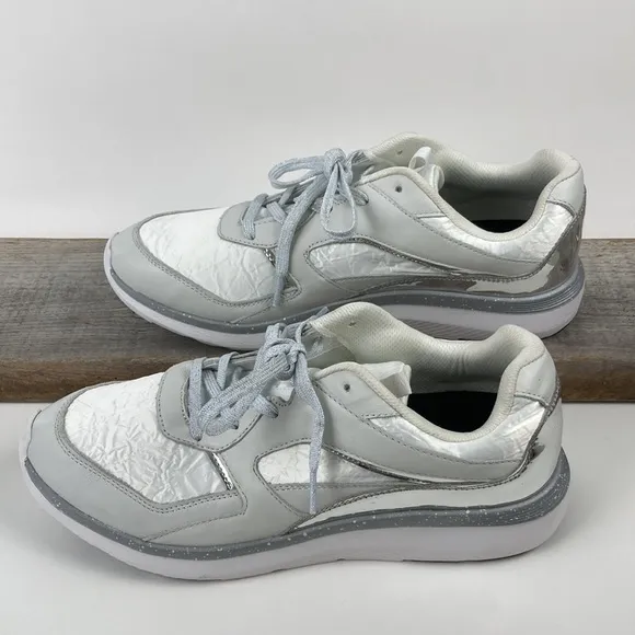 Vionic Adela Met White &amp; Metallic Silver Walking Shoe