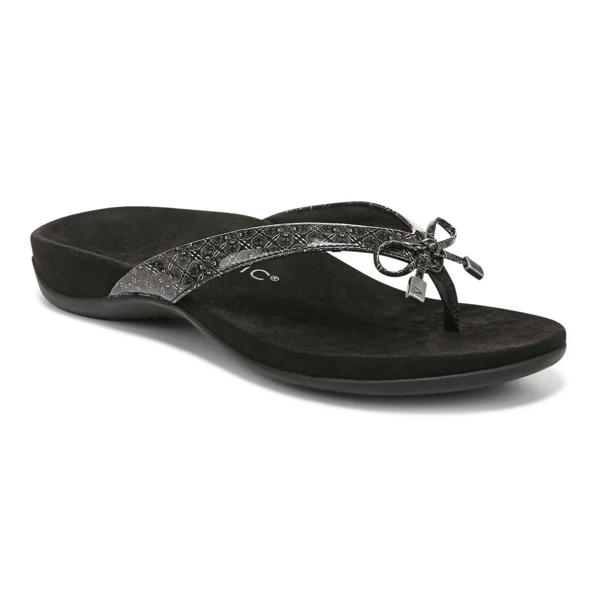 VIONIC BELLA BLACK TILE TOE POST SANDAL