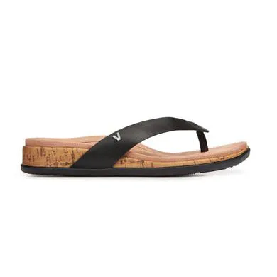 Vionic Copal Daniela Leather Toe Post Sandals Black