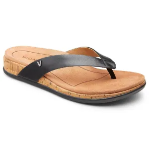 Vionic Copal Daniela Leather Toe Post Sandals Black