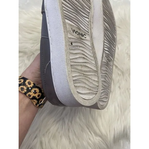 Vionic Demetra Slip On Sneakers Shoes Comfort‎ Gray Leather Women’s Size 8
