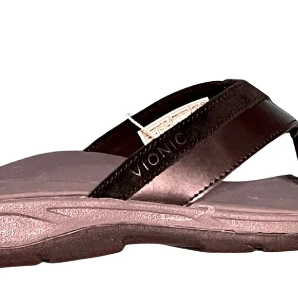 VIONIC Dennis black leather and suede orthotic sole sandals NIB Men's 7, 8
