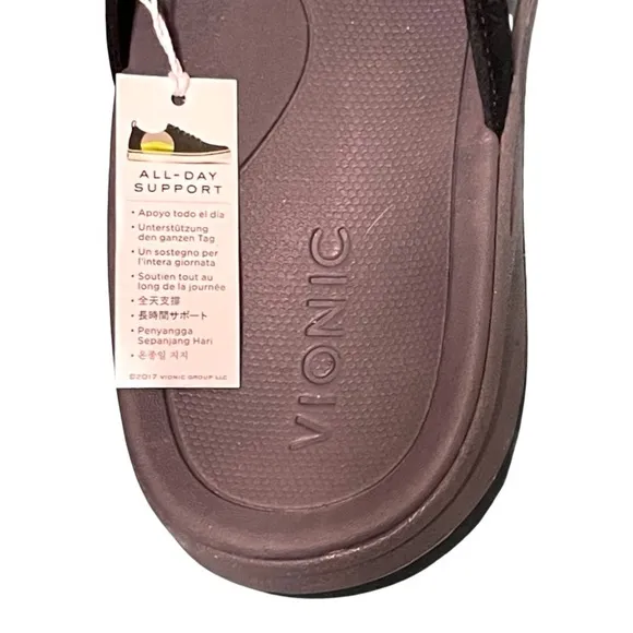 VIONIC Dennis black leather and suede orthotic sole sandals NIB Men's 7, 8