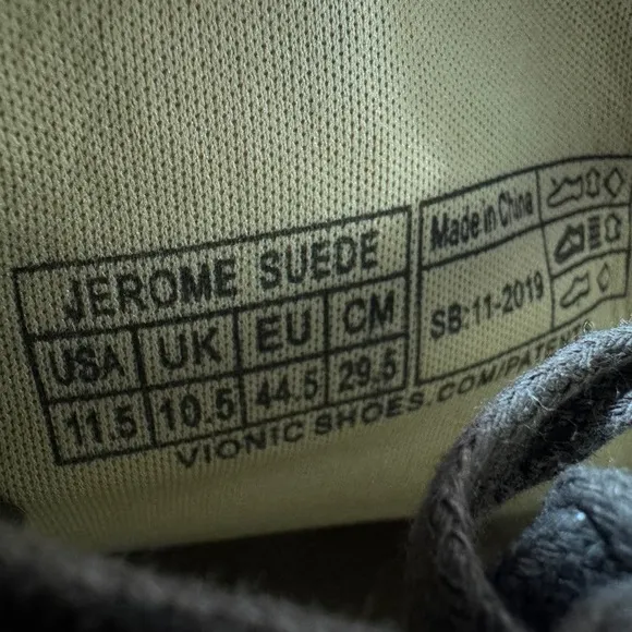 Vionic Mens Jerome Shoes Size 11.5 Brown Suede Lace-Up Casual Comfort Walking