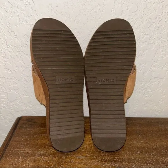 VIONIC Hadley Suede Slip On Slide Platform Sandal Shoes 7.5