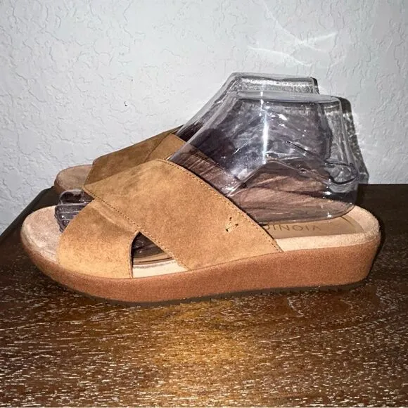 VIONIC Hadley Suede Slip On Slide Platform Sandal Shoes 7.5