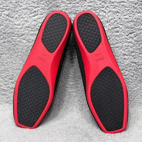 Vivaia Margot Walker Womens 10 Slip On Flats Shoes V Cut Square Toe Black Red