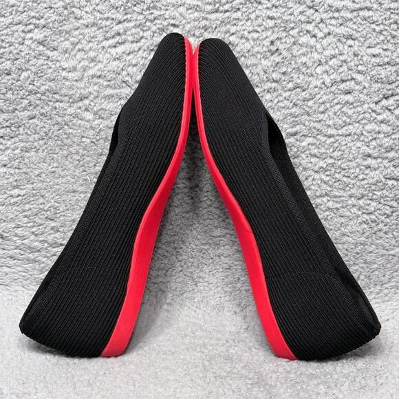 Vivaia Margot Walker Womens 10 Slip On Flats Shoes V Cut Square Toe Black Red