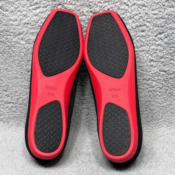 Vivaia Margot Walker Womens 10 Slip On Flats Shoes V Cut Square Toe Black Red