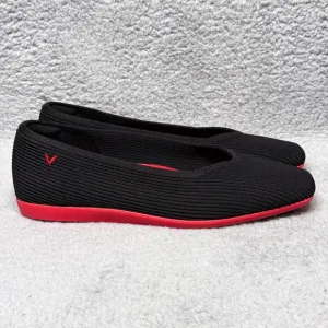 Vivaia Margot Walker Womens 10 Slip On Flats Shoes V Cut Square Toe Black Red