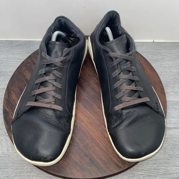Vivobarefoot Mens 13 US 47 EU Trainers Geo Court II Black Leather Shoes Sneaker