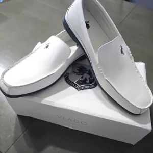 Vlado designer mens white slip-on loafer shoes NIB