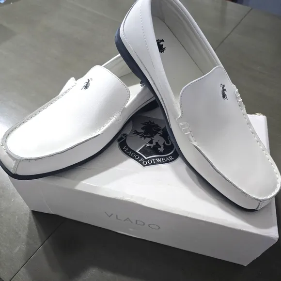 Vlado designer mens white slip-on loafer shoes NIB