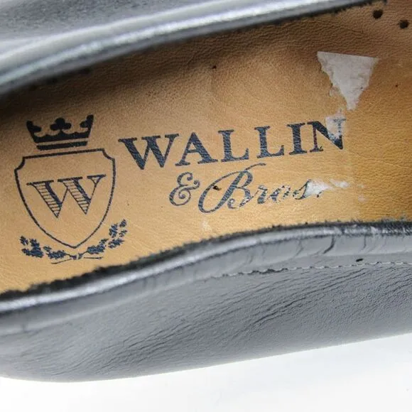 Wallin &amp; Bros Mens Black Leather Loafer Drivers Shoes Sz 10