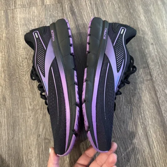 Women  SAMPLE Brooks Trace 2 Black Purple Running Shoes Size 8.5 NEW