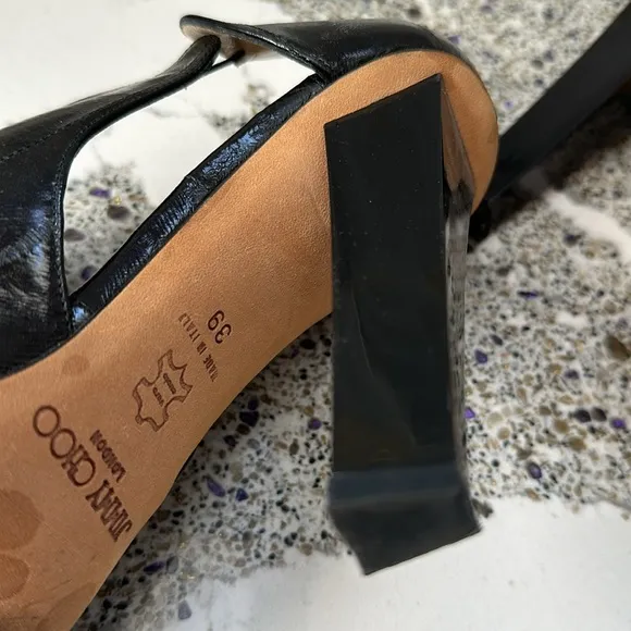 Women’s Jimmy choo black leather peep toe heel shoes 39