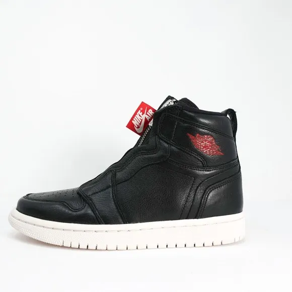 Women's Nike Air Jordan 1 Hi Zip Size 5.5 AT0575 006 Black Gym Red