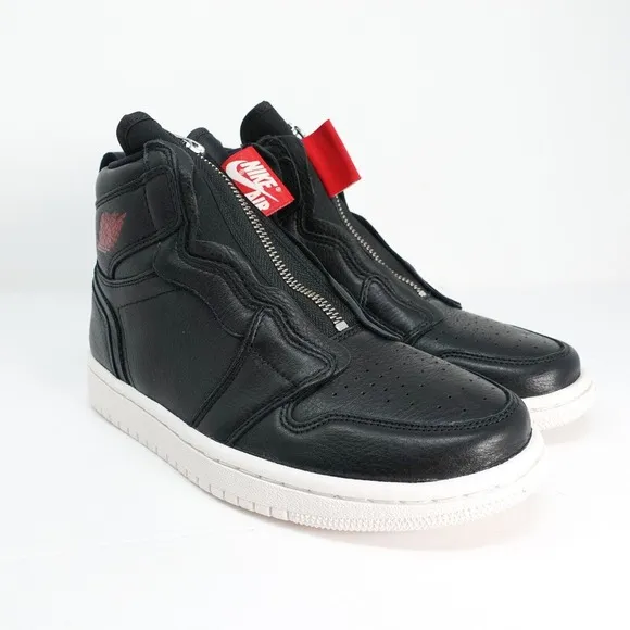 Women's Nike Air Jordan 1 Hi Zip Size 5.5 AT0575 006 Black Gym Red