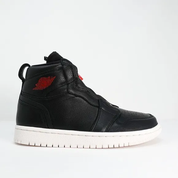Women's Nike Air Jordan 1 Hi Zip Size 5.5 AT0575 006 Black Gym Red