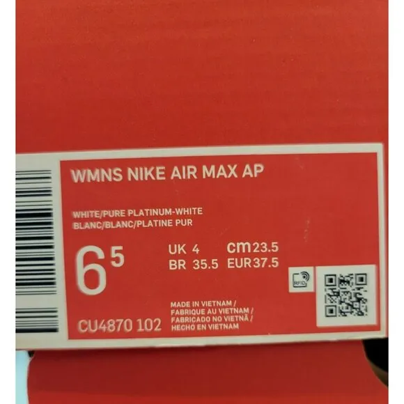 WOMEN'S NIKE AIR MAX AP WHITE CU4870-102 RUNNING SHOES