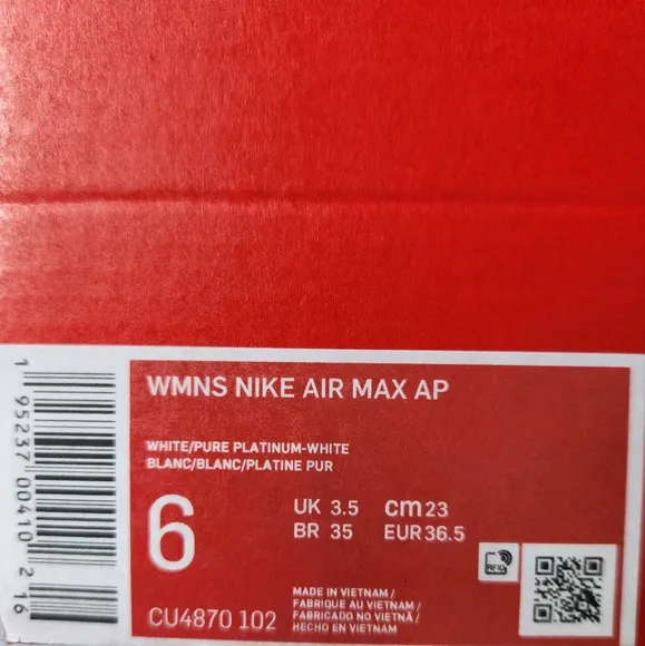 WOMEN'S NIKE AIR MAX AP WHITE CU4870-102 RUNNING SHOES