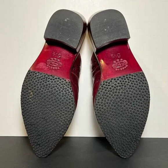 Womens SALPY Dallas Red Hand Tooled Snakeskin Slip On Mules / Size 5.5