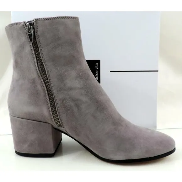 Women's Shoes Dolce Vita Maude Block Heel Ankle Boots Smoke Grey Suede