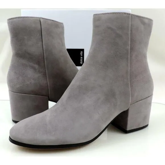 Women's Shoes Dolce Vita Maude Block Heel Ankle Boots Smoke Grey Suede