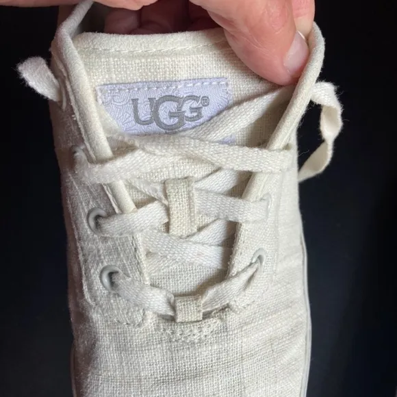 Women's UGG Australia Beige Cream Lace Up Casual Sneaker Shoes Size 3 US